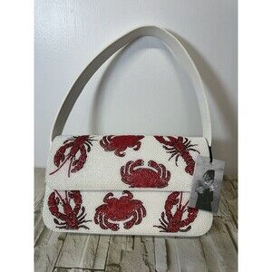 New Release Sincerely Jules White Leather Crab Lobster Beaded Bag Viral TikTok